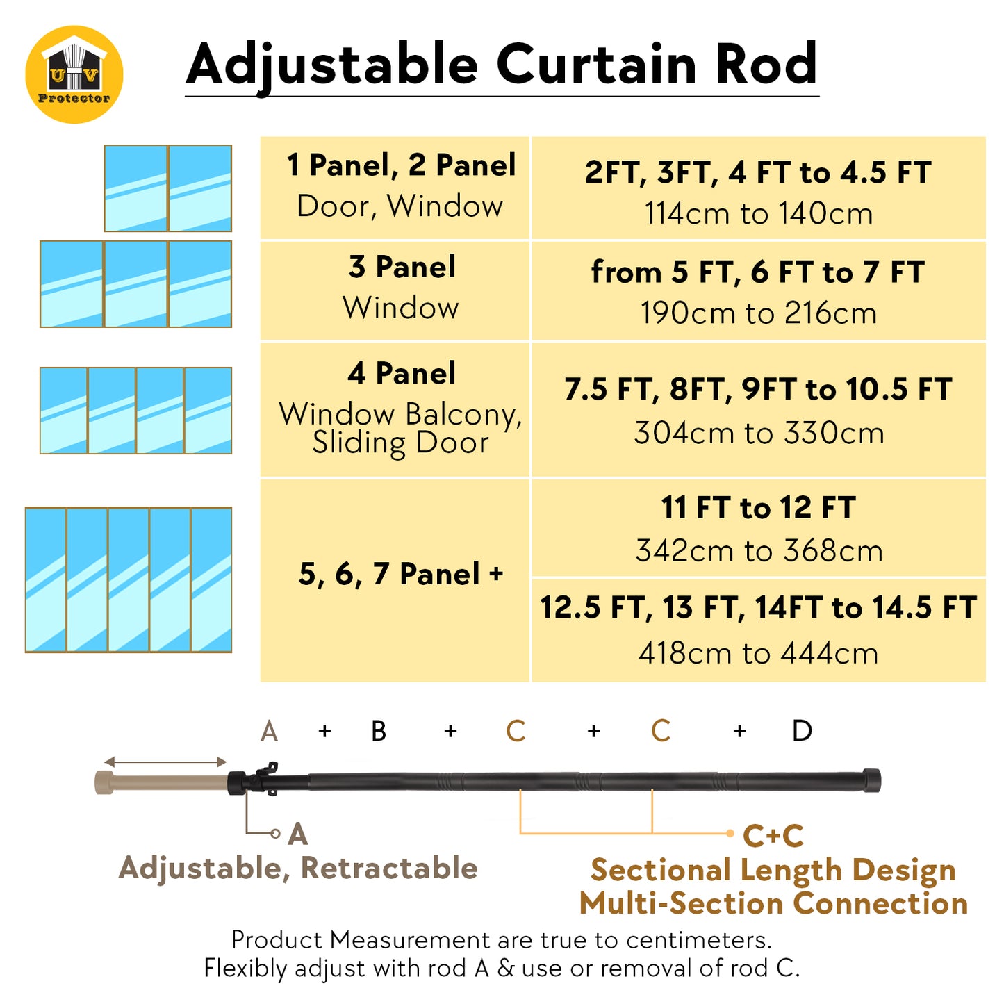 Curtain ROD Telescopic Adjustable Length Single Double Pole Complete Set Accessories Rail Track
