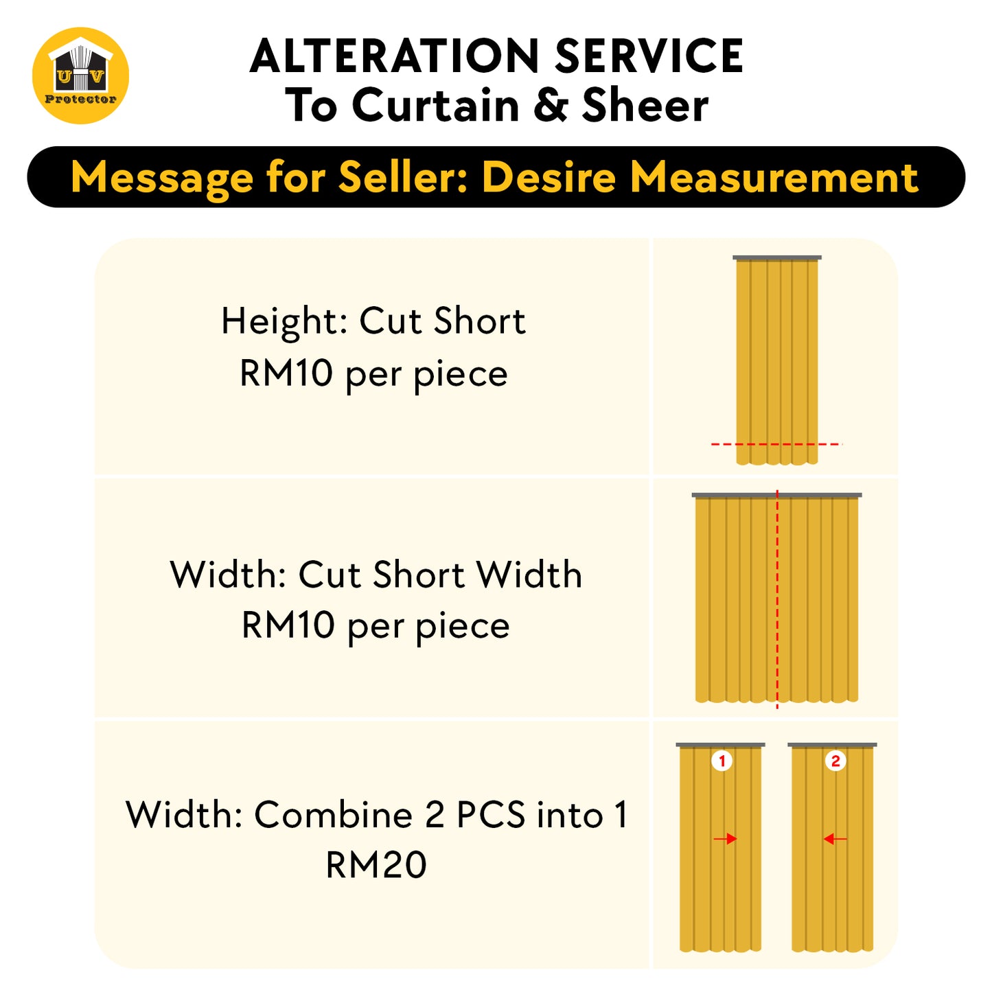 UV Protector Alteration Listing Service to Curtain & Sheer
