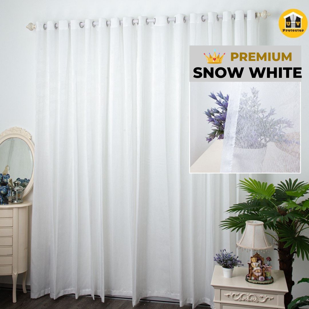 Day Curtain SHEER Snow White Brown Quality Craftsmanship Fine Stitching Hook Ring 6 7 8 9 10 feet