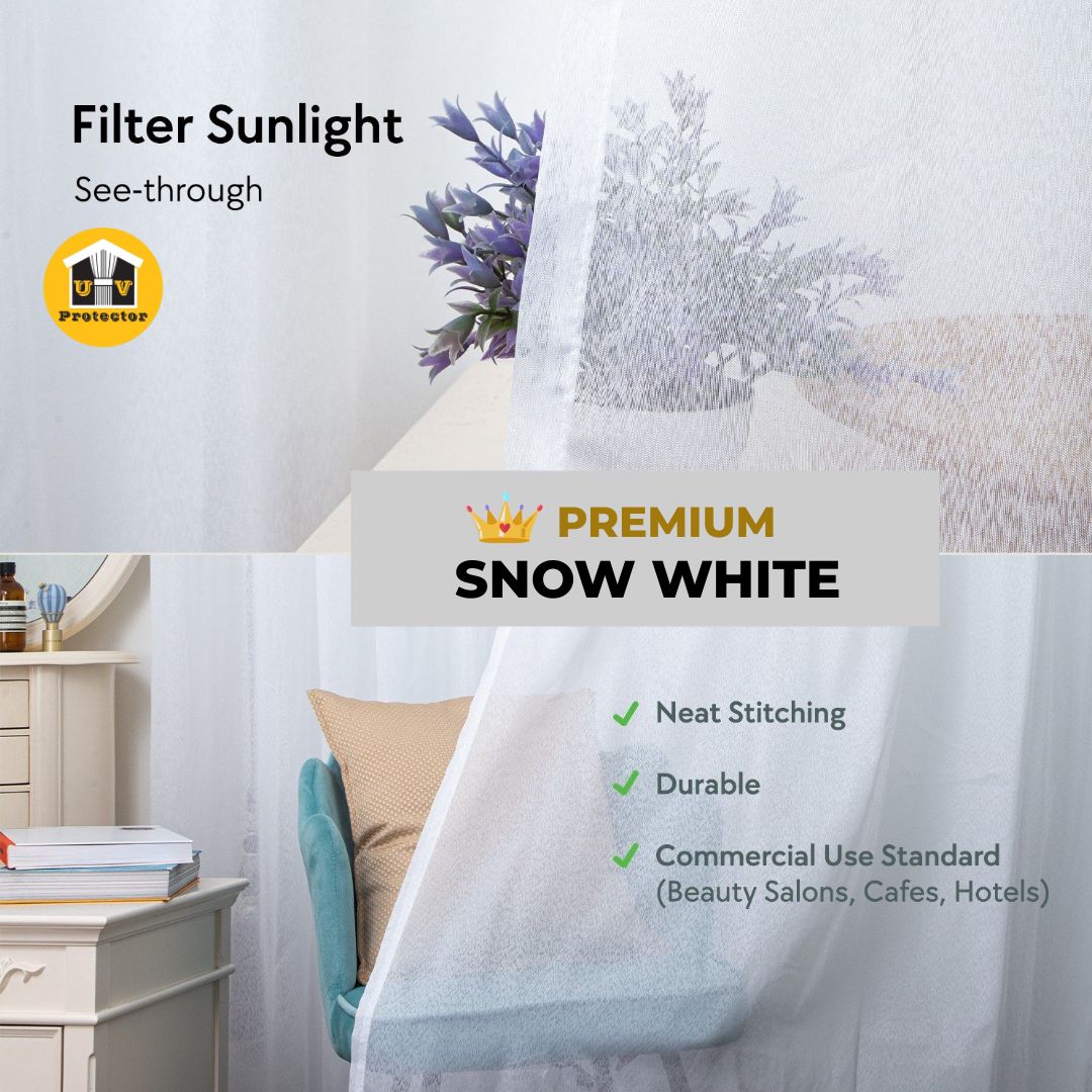 Day Curtain SHEER Snow White Brown Quality Craftsmanship Fine Stitching Hook Ring 6 7 8 9 10 feet