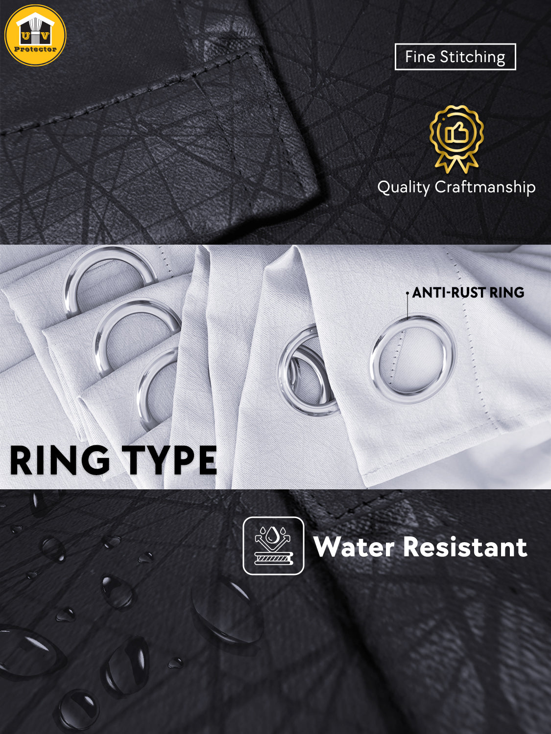 100% Blackout Curtain Riverine Nightfall Hotel Grade Singapore Pleat S Hook Upgrade & Ring Curtain