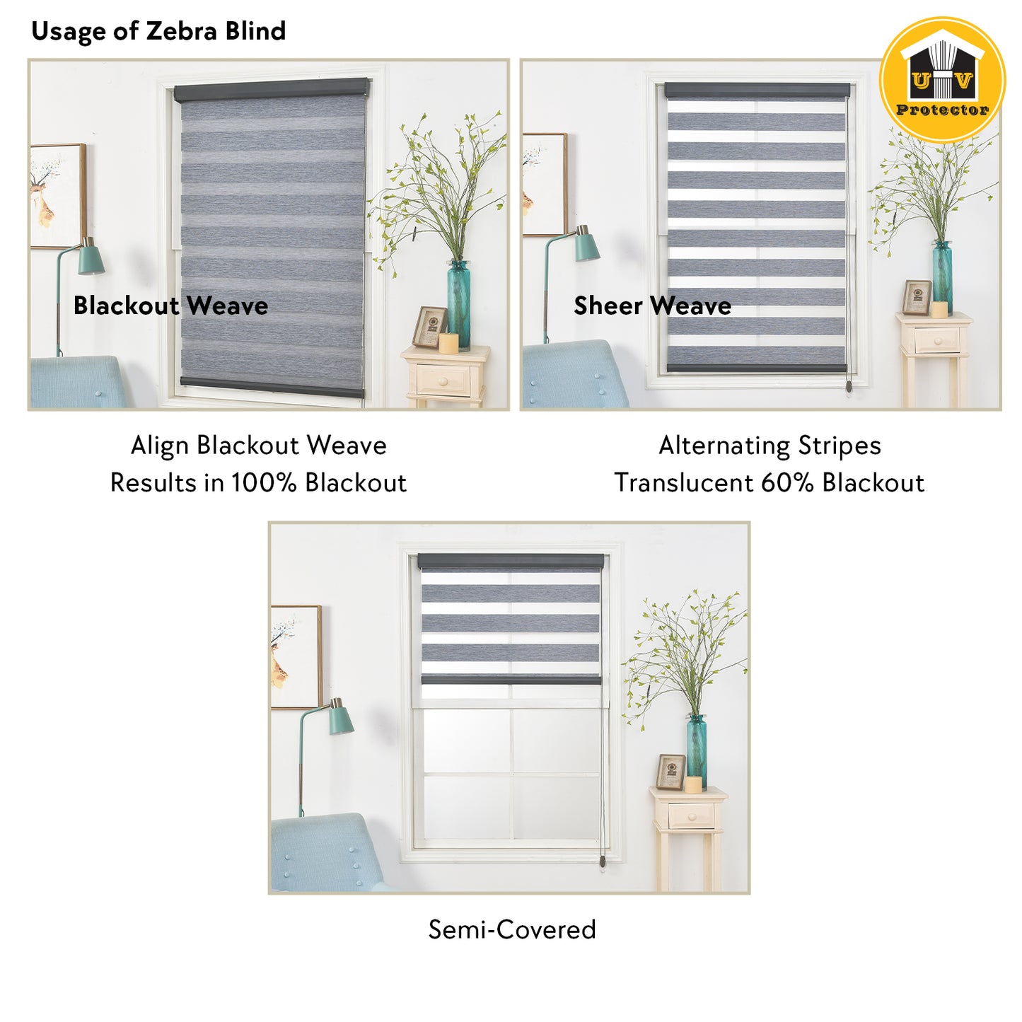 UVP Zebra Blind: High End Condo & Commercial Space 99% Blackout