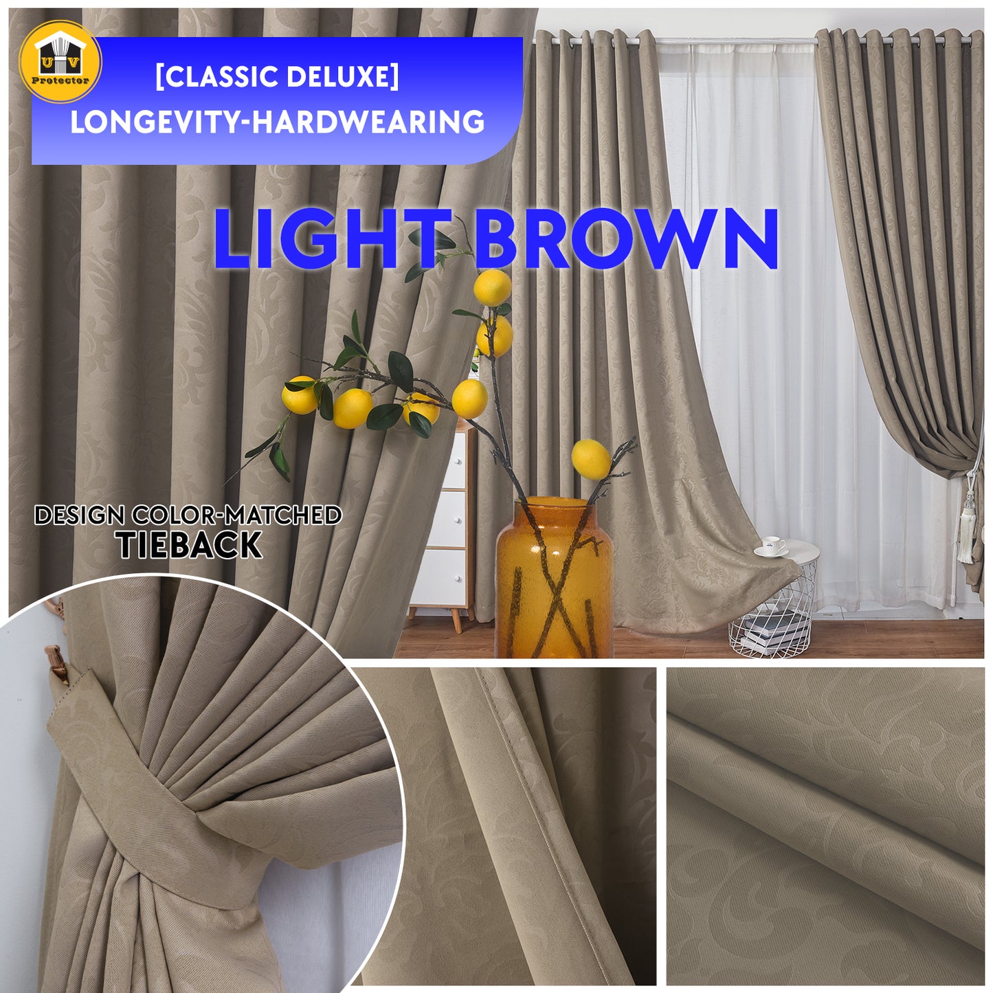 Blackout Curtain 99% Ring & Singapore Pleat Hook Upgrade VASE Floral Design Langsir Blackout Premium