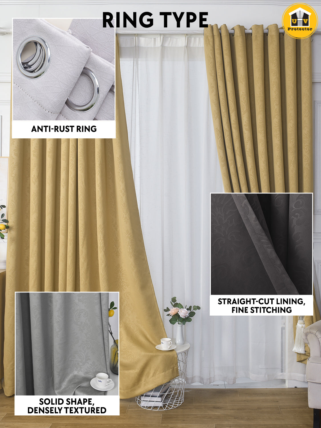 Blackout Curtain 99% Ring & Singapore Pleat Hook Upgrade VASE Floral Design Langsir Blackout Premium