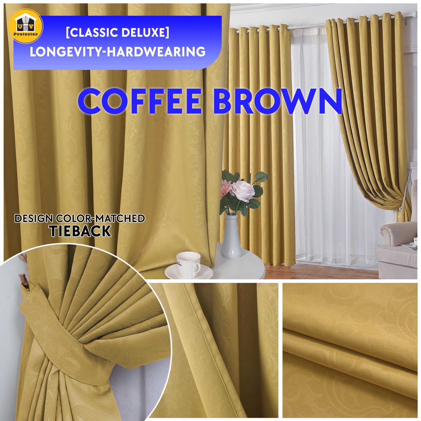Blackout Curtain 99% Ring & Singapore Pleat Hook Upgrade VASE Floral Design Langsir Blackout Premium