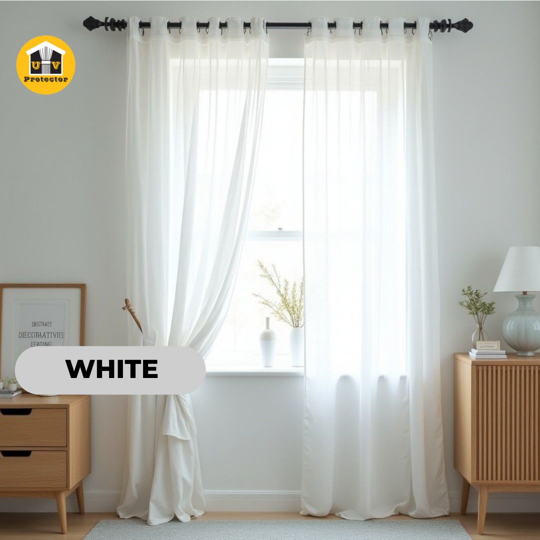 Day Curtain SHEER Snow White Brown Quality Craftsmanship Fine Stitching Hook Ring 6 7 8 9 10 feet