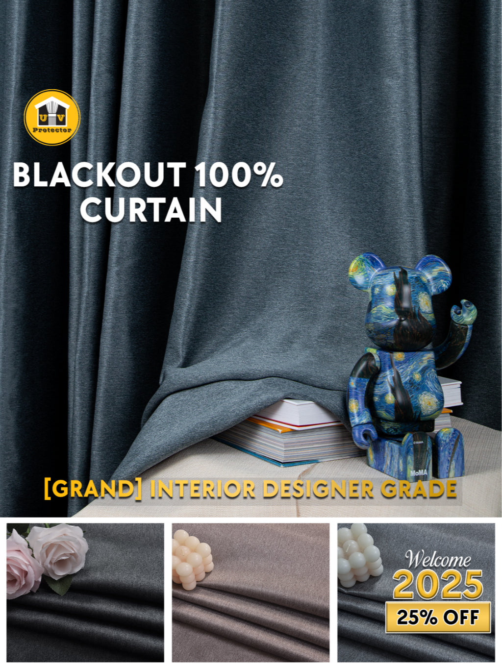 UVP 100% Blackout Curtain, Interior Designer Grade