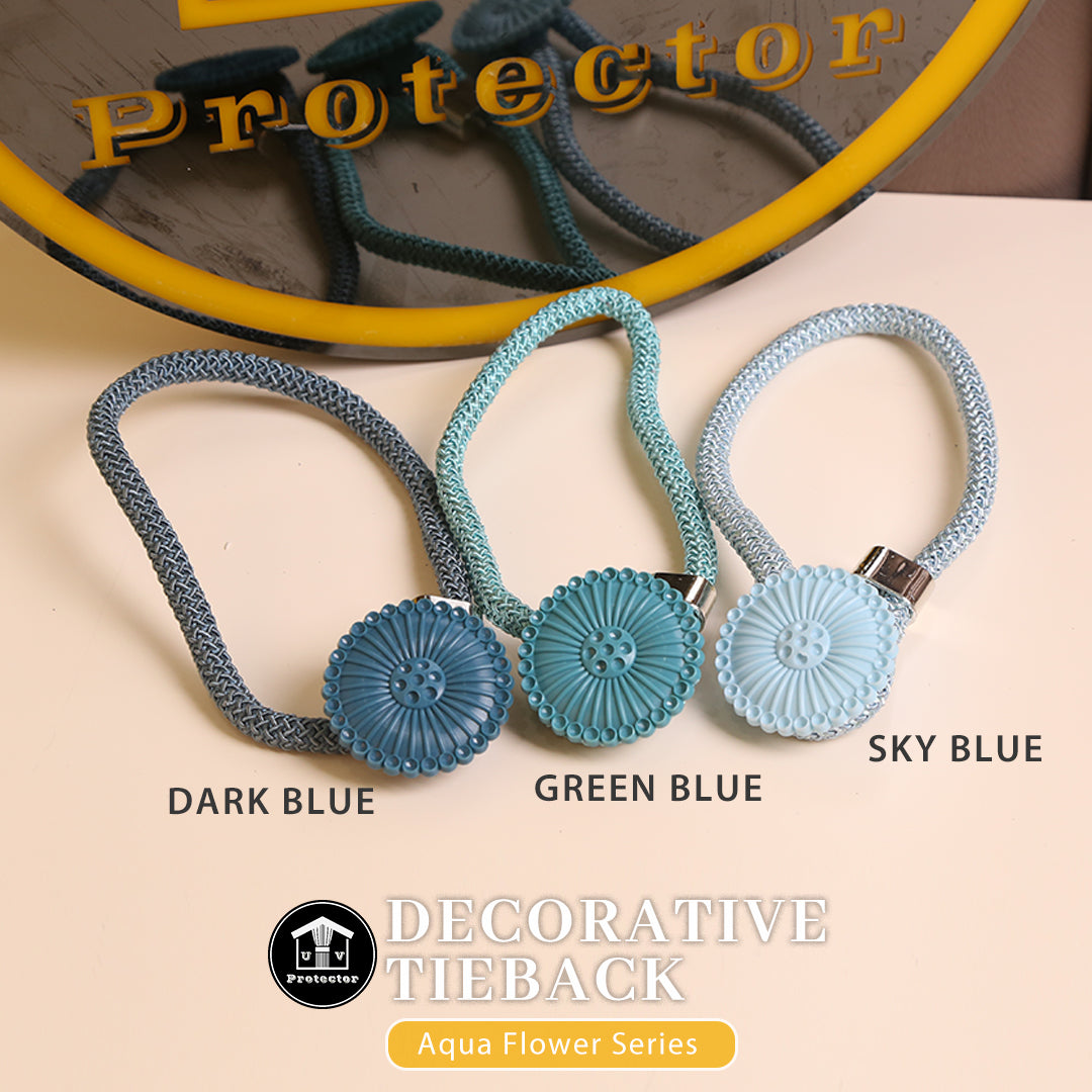 UVP Curtain Decorative TieBack Aqua Flower Series (2 PCS)