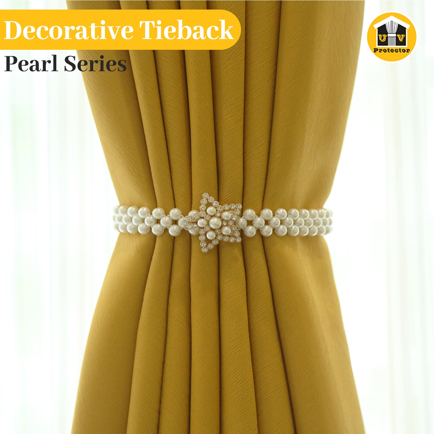 1pc Faux Pearl Decor Curtain Holdback