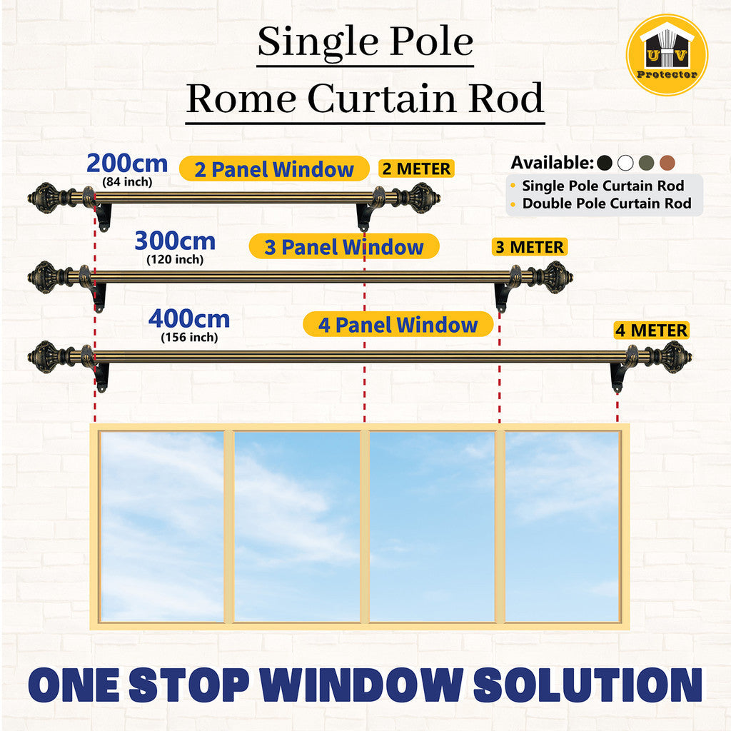 UVP Curtain Single Pole Rome Curtain Rod