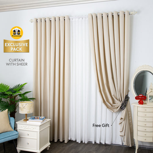 UVP Exclusive Pack Curtain with Sheer [2PCS+2PCS]