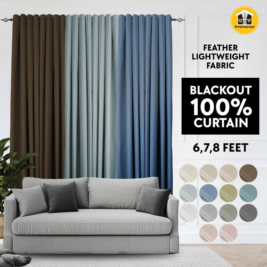 Lunar Series Lightweight Fabric achieves Blackout 100% Ready Made Curtain 14 Colors Hook Ring Eyelet