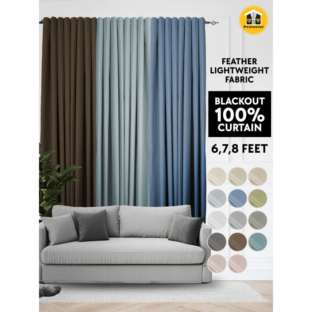 Lunar Series Lightweight Fabric achieves Blackout 100% Ready Made Curtain 14 Colors Hook Ring Eyelet