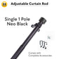 Curtain ROD Telescopic Adjustable Length 2ft to 14ft Single Double Pole Complete SET Accessories