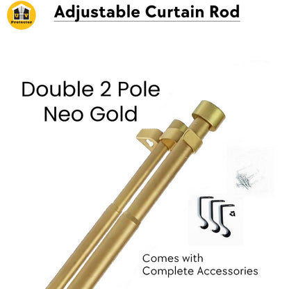 Curtain ROD Telescopic Adjustable Length 2ft to 14ft Single Double Pole Complete SET Accessories