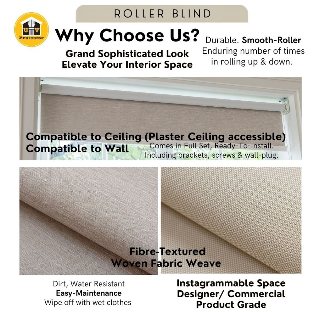 Block Out Roller Blind soft color palette interior 50%-100% Blackout