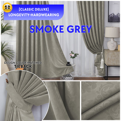 Blackout Curtain 99% Ring & Singapore Pleat Hook Upgrade VASE Floral Design Langsir Blackout Premium