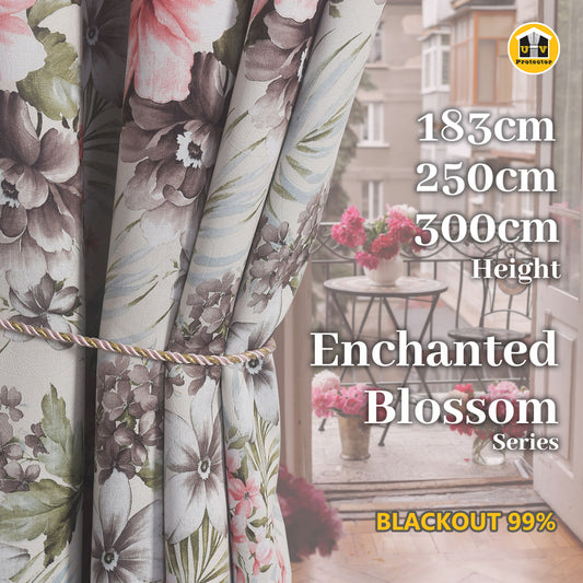 UVP 99% Blackout Curtain Rose Blooming Night 300cm