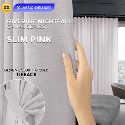 100% Blackout Curtain Riverine Nightfall Hotel Grade Singapore Pleat S Hook Upgrade & Ring Curtain