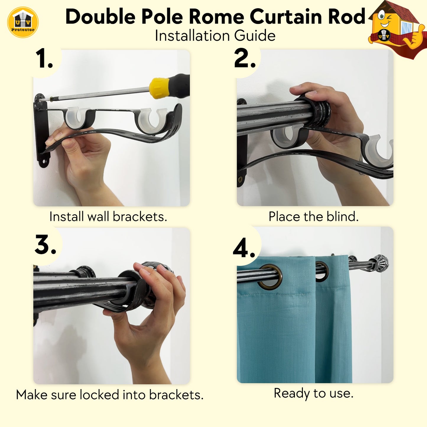 UVP Curtain Double Pole Rome Curtain Rod