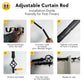 Curtain ROD Telescopic Adjustable Length Single Double Pole Complete Set Accessories Rail Track