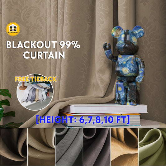 Blackout Curtain 99% Ring & Singapore Pleat Hook Upgrade VASE Floral Design Langsir Blackout Premium