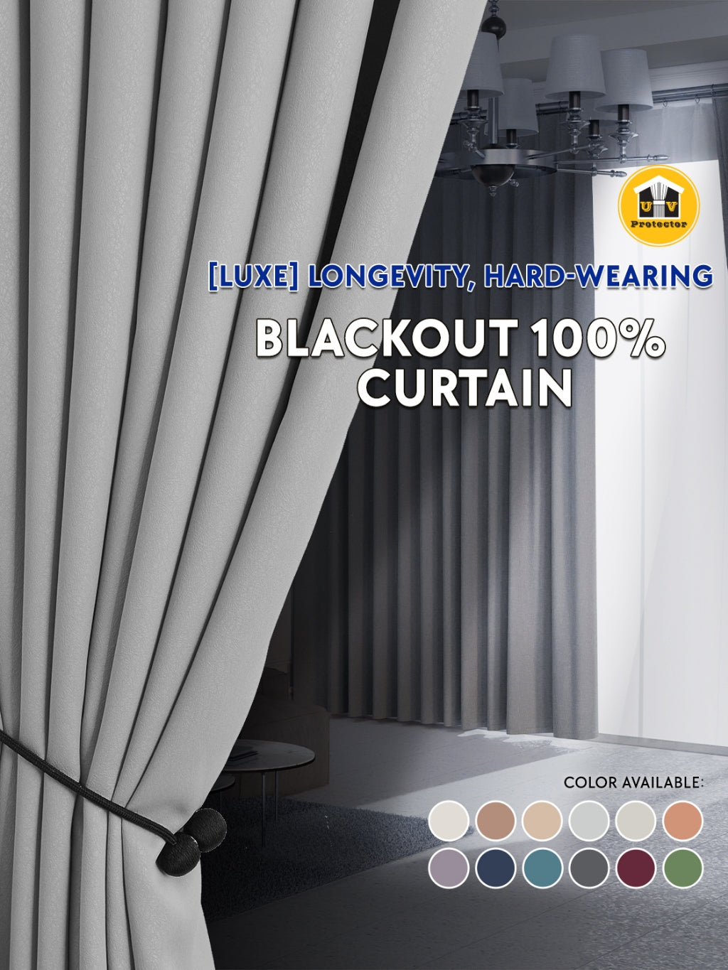 UVP 100% Blackout Curtain, Modern CLASSIC PLAIN