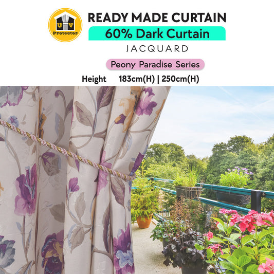 UVP 60% Dark Jacquard Curtain Garden Delight