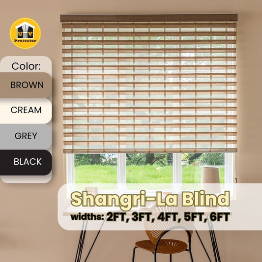 Shangri-La Roller Blind brown cream grey black color 60% Blackout