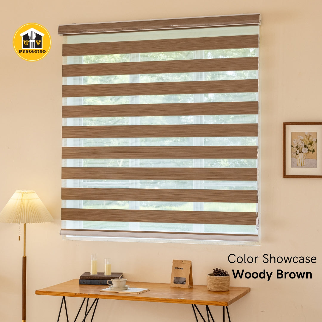 Zebra Blind Roller Blind grey brown gold color 100% Blackout