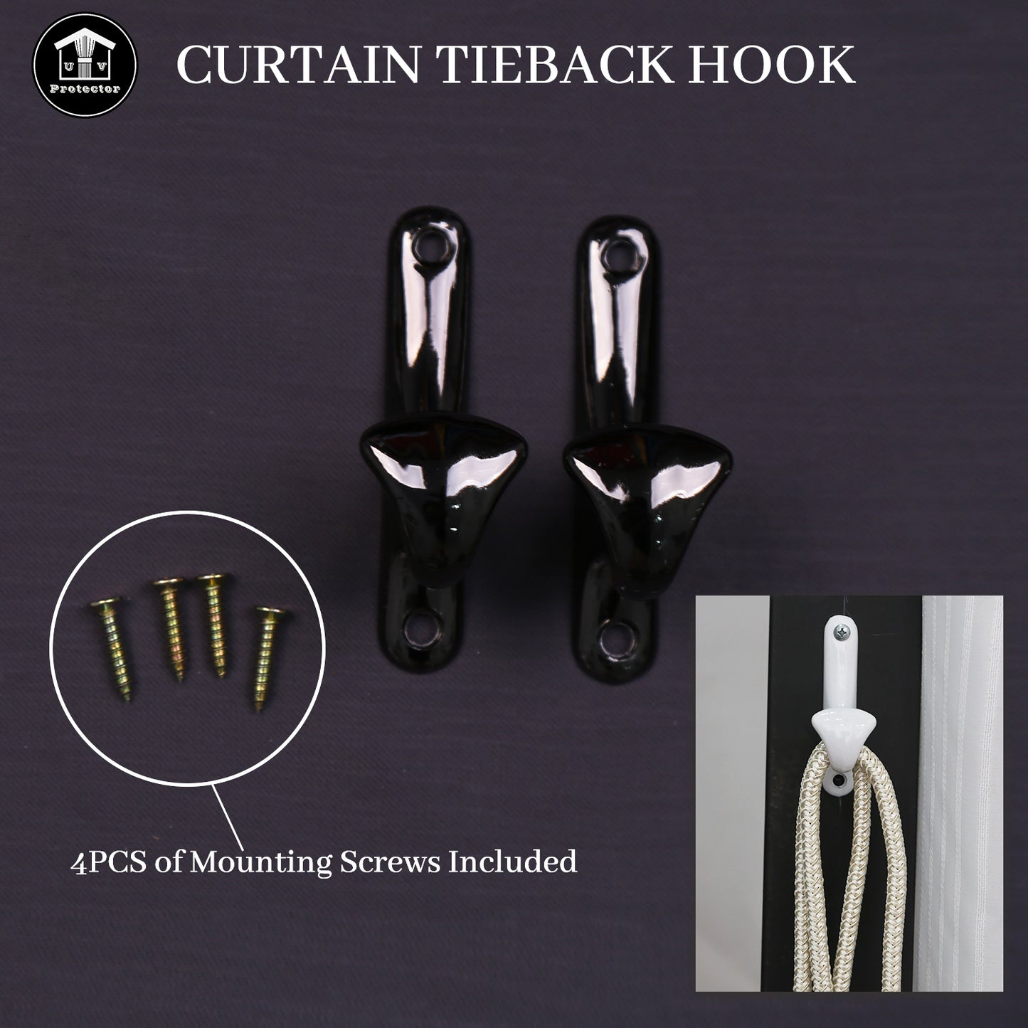 UVP Curtain Tieback Hook (1 Pair)